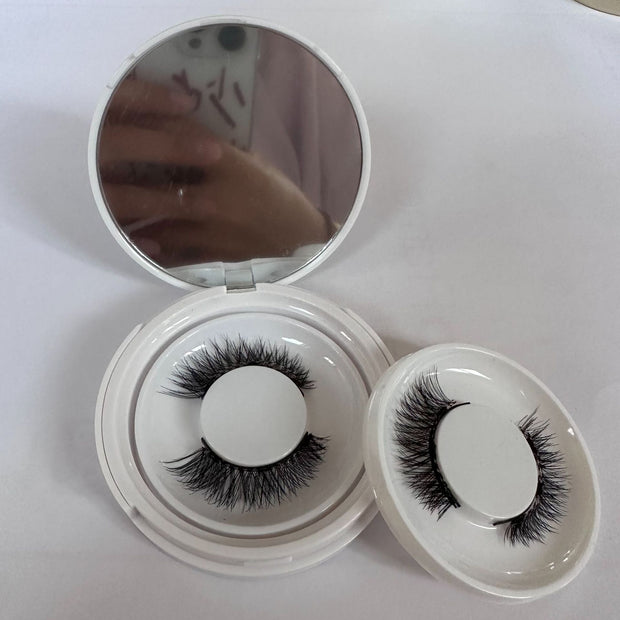 White Clip Magnet False Eyelashes Glue-free Two Pairs