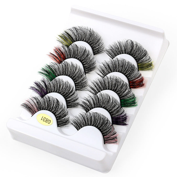 Color Natural Thick 5 Pairs Pack 3D False Eyelashes